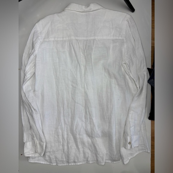 120% lino white linen button front shirt - Picture 9 of 9